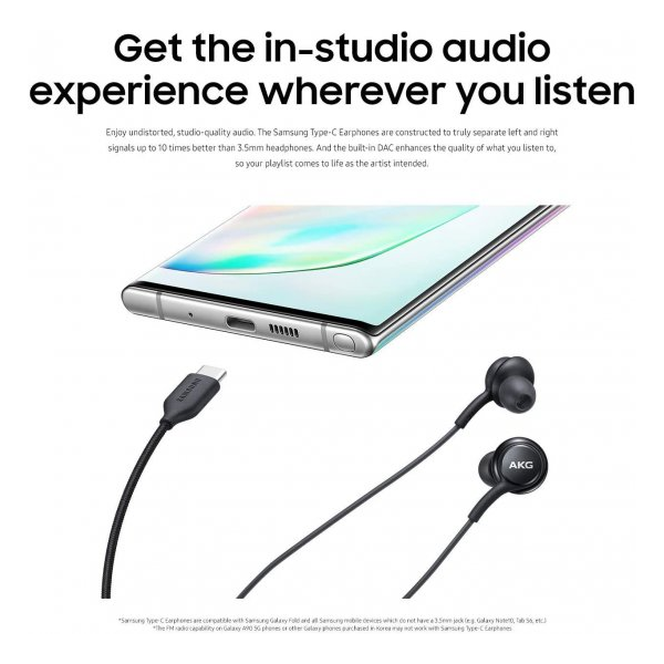 אוזניות מקוריות לגלקסי AKG חיבור Type-C שחור | סאונד עוצמתי ונוחות מושלמת