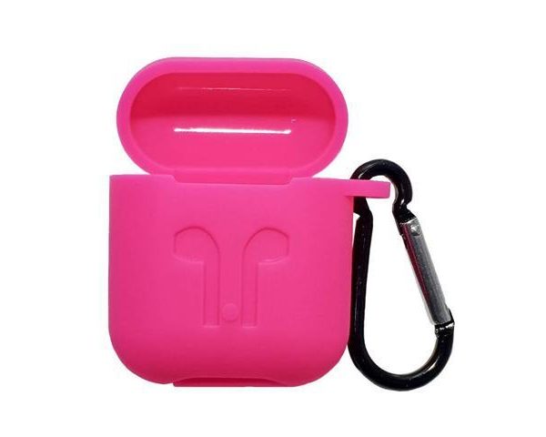 כיסוי סיליקון לאיירפודס Airpods ורוד פוקסיה עם תופסן