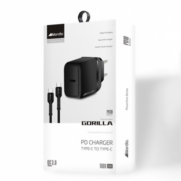מטען מהיר מסוג USB-C בהספק 18 וואט מבית Nordic