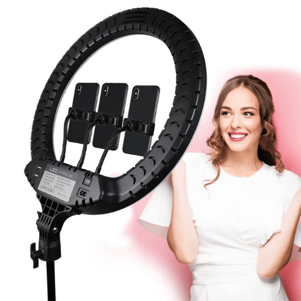 רינג לייט 55 ס״מ 72W עם חצובה מקצועית, תיק נשיאה ושלט לתאורה | HQ21S