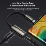 מפצל טעינה ואוזניות USB Type C איכותי Baseus 2-in-1 Adapter