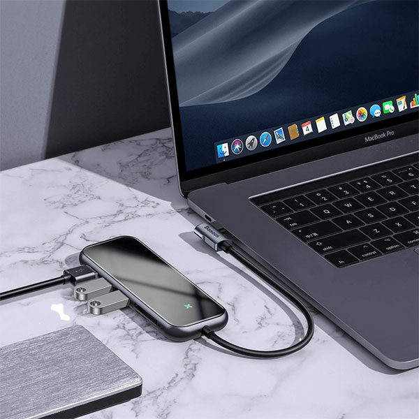 מפצל 7 ב-1 למחשב מ-USB-C ל-USB-C, USB, HDMI וכרטיסי זיכרון Baseus