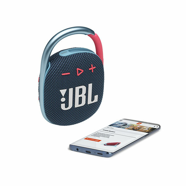 רמקול JBL Clip 4 כחול ורוד עם תופסן משודרג וסאונד חזק