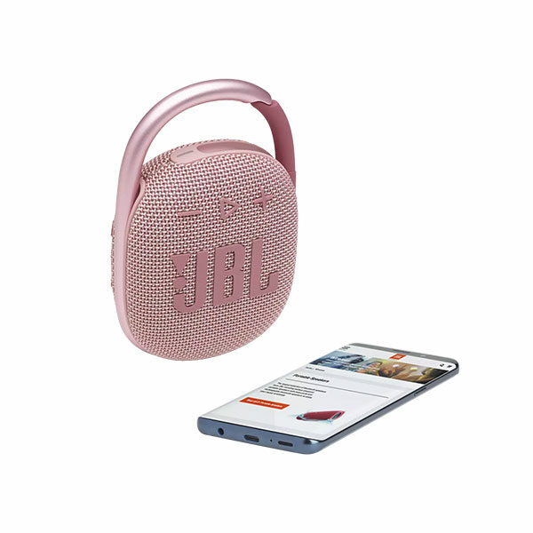 רמקול JBL Clip 4 ורוד עם תופסן משודרג וסאונד חזק