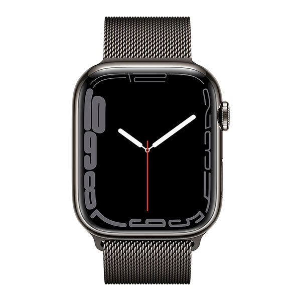 שעון חכם Apple Watch Series 7 45mm שחור פלדת אל-חלד תומך GPS ו-Cellular עם רצועת Milanese Loop