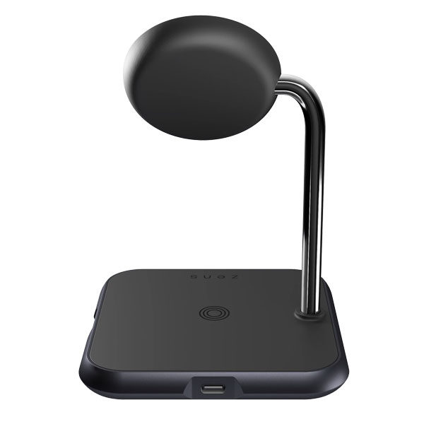 מעמד טעינה אלחוטי 2 ב-1 עם יציאת USB-C תומך MagSafe שחור Zens