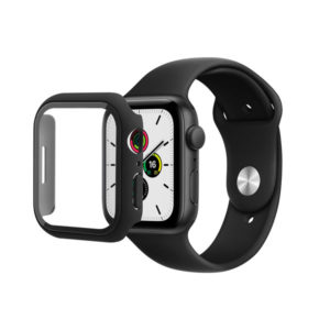 רצועה עם מגן מסך לאפל ווטש סיליקון שחור 45 מ"מ Skech Strap