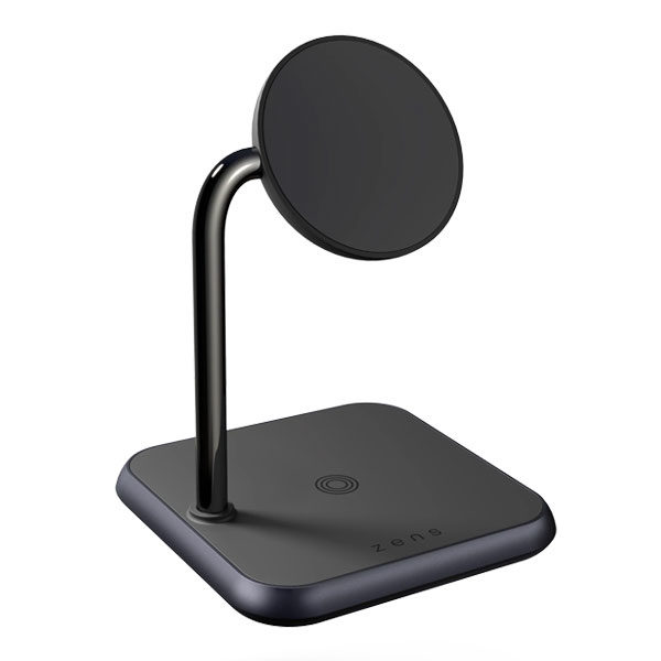 מעמד טעינה אלחוטי 2 ב-1 עם יציאת USB-C תומך MagSafe שחור Zens