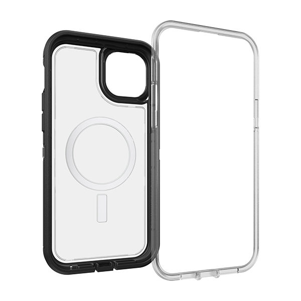 כיסוי חזק לאייפון 14 פלוס שקוף שחור OtterBox Defender XT תומך MagSafe