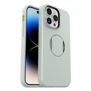 כיסוי לאייפון 14 פרו מקס עם תופסן Otterbox OtterGrip תומך MagSafe ירוק עדין