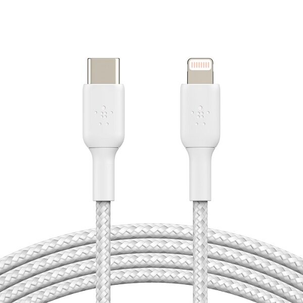 כבל טעינה לאייפון ואייפד קלוע ועמיד במיוחד Usb C לlightning באורך 1 מטר Belkin Braided Tc Lightning 1m Mfi Cable