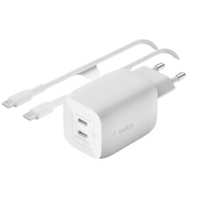 מטען מהיר עם 2 יציאות כולל כבל Belkin 65w Dual Usb C