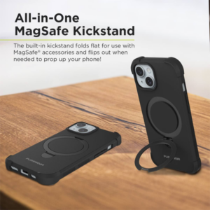 כיסוי לאייפון 15 שחור חזק תומך MagSafe חזק PureGear DualTek Kik