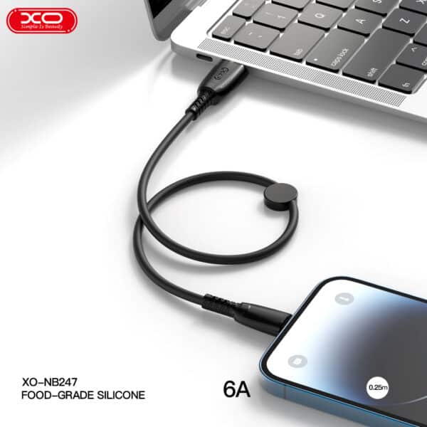 כבל מתאם USB-A לType-C לבן באורך 0.25 מטר לטעינה והעברת נתונים XO NB247