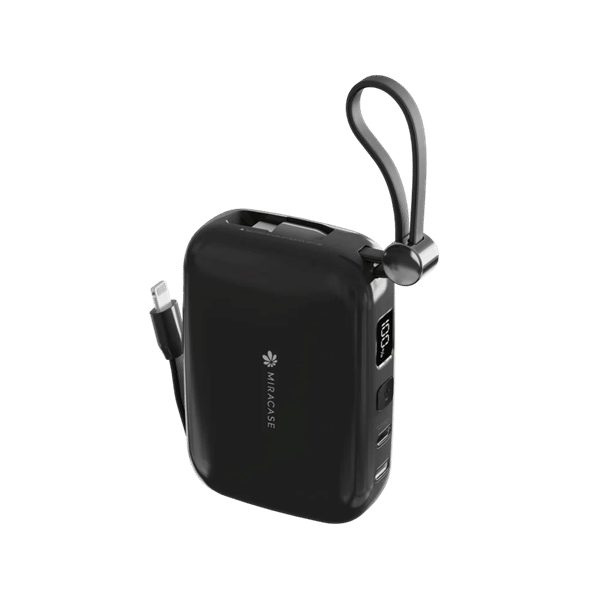 מטען נייד מהיר 10000mAh שחור עם תצוגת לד Miracase MPB10