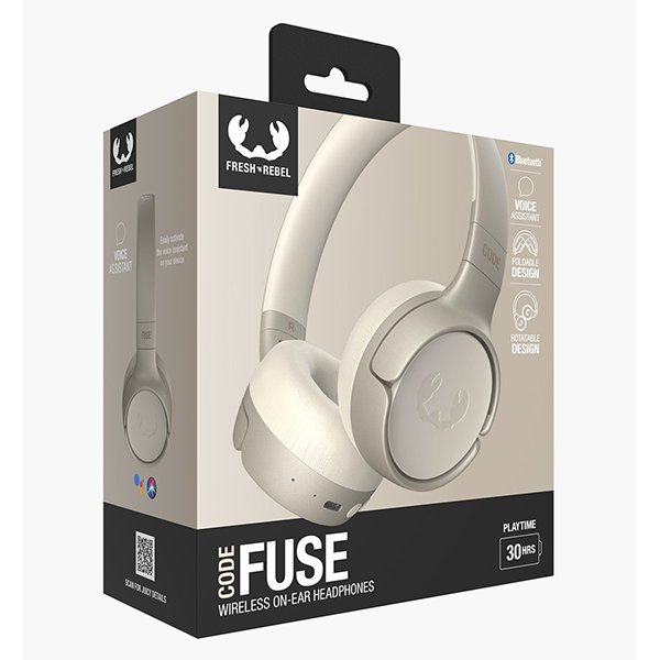 אוזניות אלחוטיות Code Fuse בז' Fresh N Rebel עם באס עוצמתי