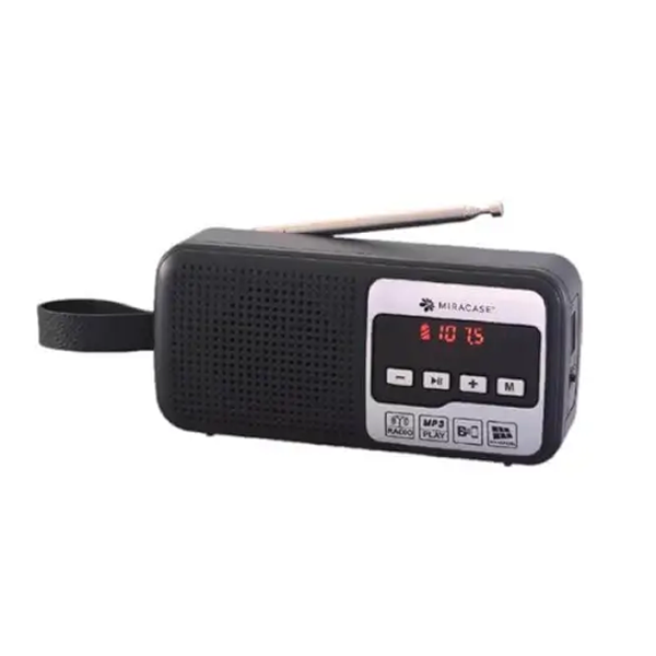 רדיו FM נייד עם בלוטוס בעל טעינה סולארית Miracase כסוף