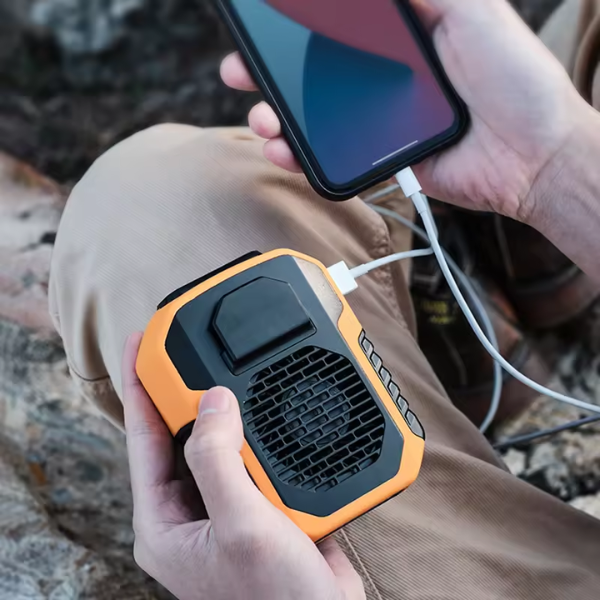 מאוורר ומטען נייד עם קיבלות 6000mAh לטעינת סמארטפונים