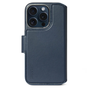 כיסוי עור לאייפון 15 פרו מקס כחול MagSafe DECODED עם ארנק כרטיסים נשלף