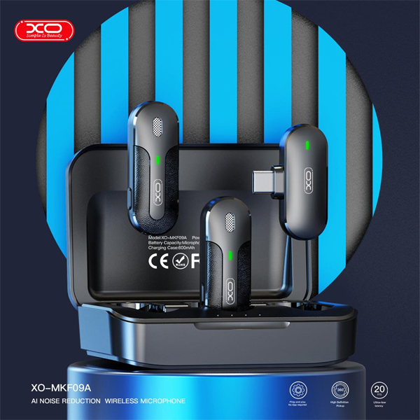 זוג מיקרופונים דש אלחוטיים עם חיבור Type-C לאנדרואיד XO MKF09A