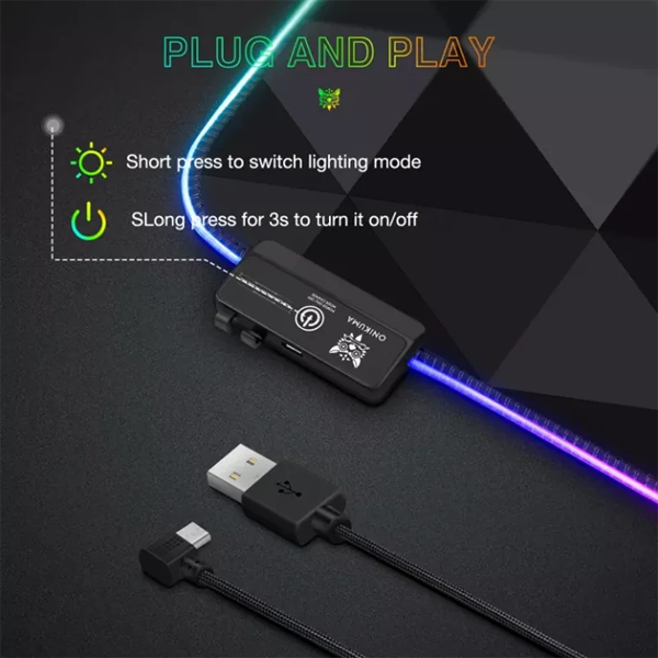 משטח עכבר לגיימרים Onikuma עם תאורת משטח RGB מותאמת אישית MP006