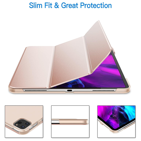 כיסוי דק iPad Pro 11 ורוד להגנה מלאה ועיצוב אופנתי חצי שקוף