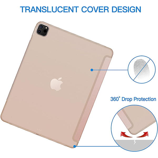 כיסוי דק iPad Pro 11 ורוד להגנה מלאה ועיצוב אופנתי חצי שקוף