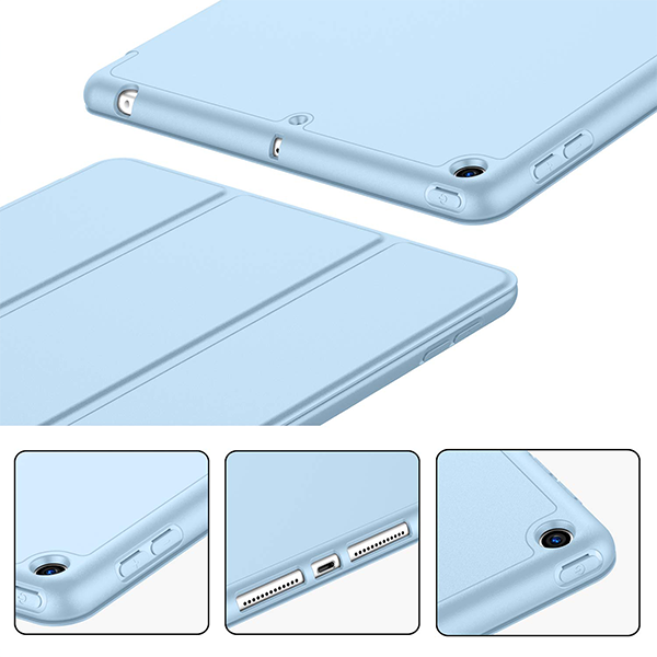 כיסוי פוליו iPad 10.2 כחול עדין שילוב של עיצוב אופנתי והגנה אופטימלית עם מקום לעט