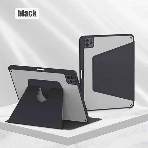 כיסוי פוליו iPad Pro 13 M4 שחור שקוף להגנה מיטבית שני מצבי צפייה ומקום לאחסון העט