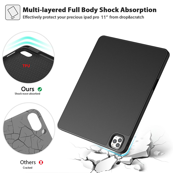 כיסוי פוליו שחור iPad Pro 11/iPad Air 10.9 שילוב של עיצוב אופנתי והגנה אופטימלית עם מקום לעט
