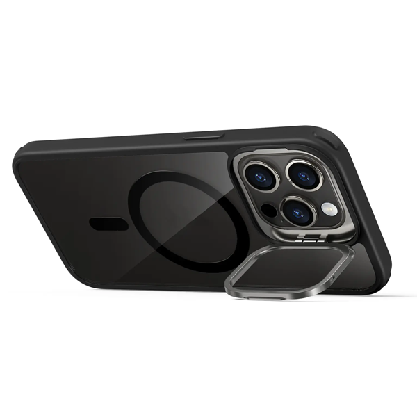 כיסוי לאייפון 12 פרו מקס מט שחור תומך MagSafe עם כיסוי מצלמה מתקפל NanoX