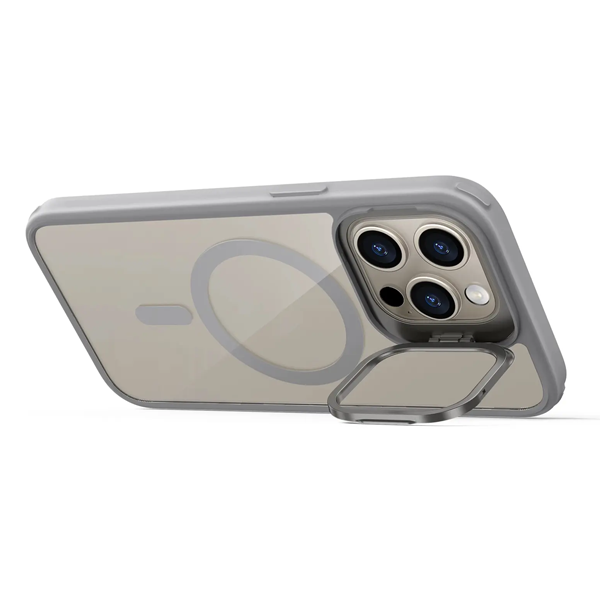 כיסוי לאייפון 12 פרו מקס מט אפור תומך MagSafe עם כיסוי מצלמה מתקפל NanoX