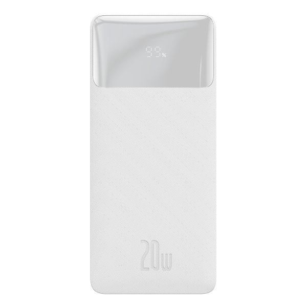 מטען נייד בנפח 10000mAh בהספק 20W מבית Baseus לבן