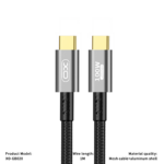 כבל Type-C לחיבור Type-C להזרמת נתונים באיכות 4K והספק של עד 100 וואט XO-GB020 כסוף