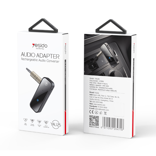מתאם Bluetooth AUX לרכב לחיבור מכשירי שמע Yesido