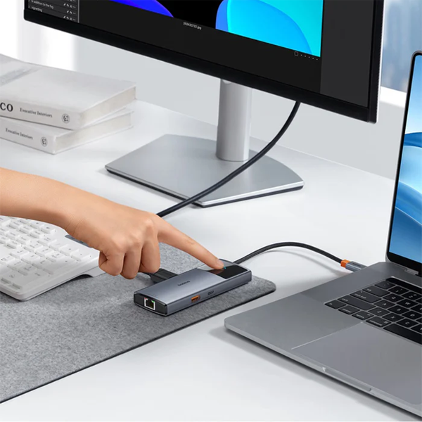 תחנת עגינה 6 ב-1 USB-C למחשב נייד עם חיבורים מגוונים Metal Gleam II מבית Baseus