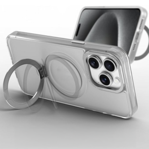 כיסוי מט לאייפון 16 פרו אפור תומך MagSafe עם רגלית מתקפלת NanoX