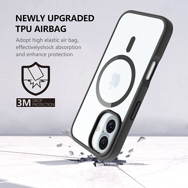 כיסוי קשיח לאייפון 16 פרו שחור Echo Tec תומך MagSafe איכותי ועמיד בפני נפילות Beelan