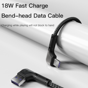 כבל טעינה מהירה 2 מטר בזווית 90 מעלות USB-A ל-Type-C מבית Yesido CA81