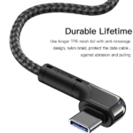 כבל טעינה מהירה 2 מטר בזווית 90 מעלות USB-A ל-Type-C מבית Yesido CA81