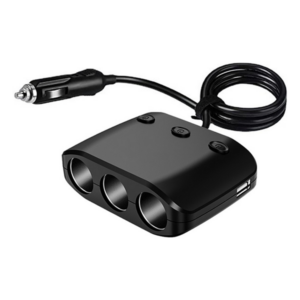 מפצל טעינה לרכב 120W עם 3 חיבורים ו-2 יציאות USB-A שחור DRAGO
