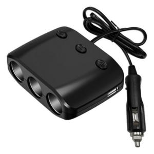 מפצל טעינה לרכב 120W עם 3 חיבורים ו-2 יציאות USB-A שחור DRAGO