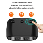 מפצל טעינה לרכב 120W עם 3 חיבורים ו-2 יציאות USB-A שחור DRAGO