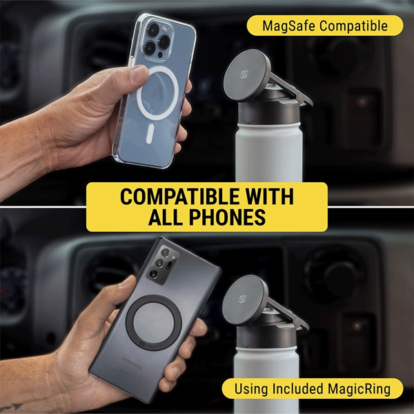 בקבוק מים 950 מ"ל שומר על קור עם מעמד MagSafe לסמארטפון Scosche MFMS32 לבן