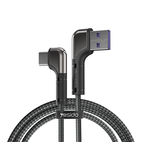 כבל טעינה 1.2 מטר Type-C בעיצוב 90 מעלות עם טעינה מהירה 18W מבית Yesido CA80