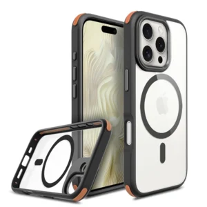 כיסוי לאייפון 16 פרו שקוף שחור כתום Echo Wave Mini איכותי Beelan
