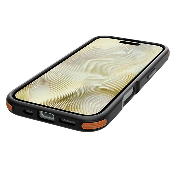 כיסוי לאייפון 16 פרו שקוף שחור כתום Echo Wave Mini איכותי Beelan