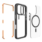 כיסוי לאייפון 16 פרו שקוף שחור כתום Echo Wave Mini איכותי Beelan
