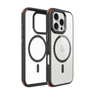 כיסוי לאייפון 16 פרו שקוף שחור כתום Echo Wave Mini איכותי Beelan