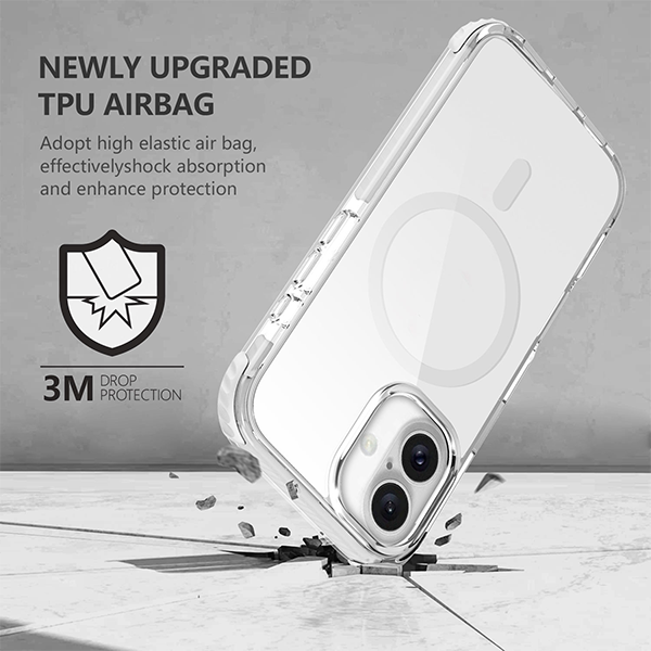 כיסוי מגן שקוף לאייפון 16 אפור Echo Wave Plus תומך MagSafe עם הגנה בפינות Beelan